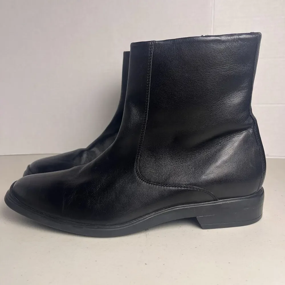 Cole Haan Black Leather Waterproof Side Zip Boots NikeAir Sole Men's 11M C09035